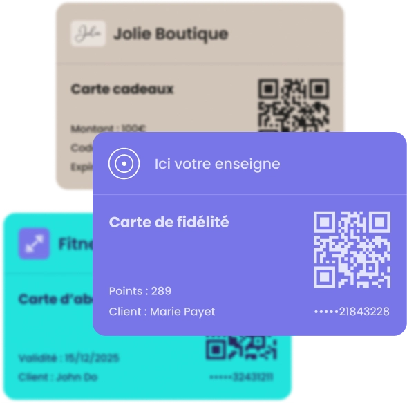 Visuel qui illustre le niveau de personnalisation adaptés à votre identité, que peut vous permettre Runwallet par la dématérialisation de vos supports et l'intégration de vos différents outils marketing selon vos besoins.